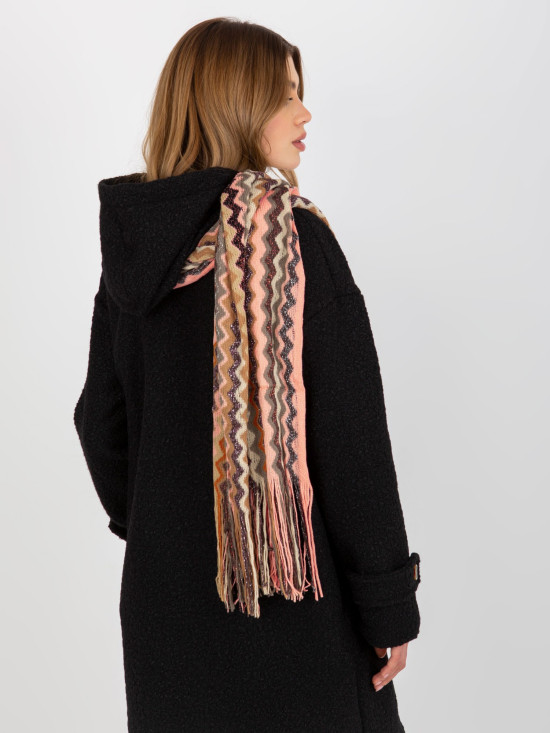 Světle růžová vzorovaná šála s lesklou nití