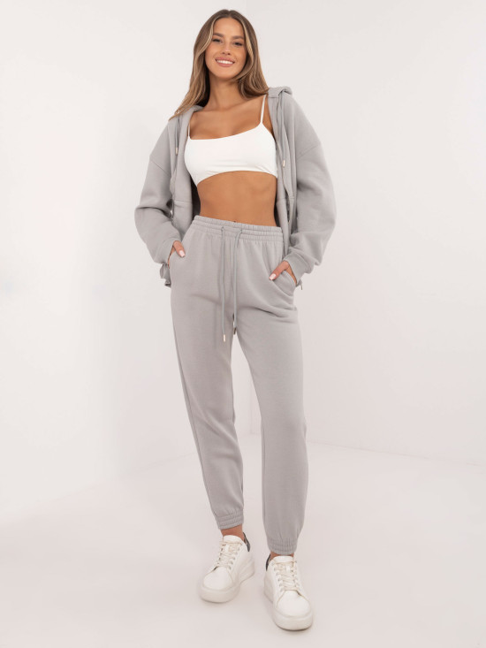 Světle šedé teplákové joggery s vysokým pasem
