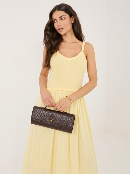 Světle žluté maxi letní šaty s podšívkou