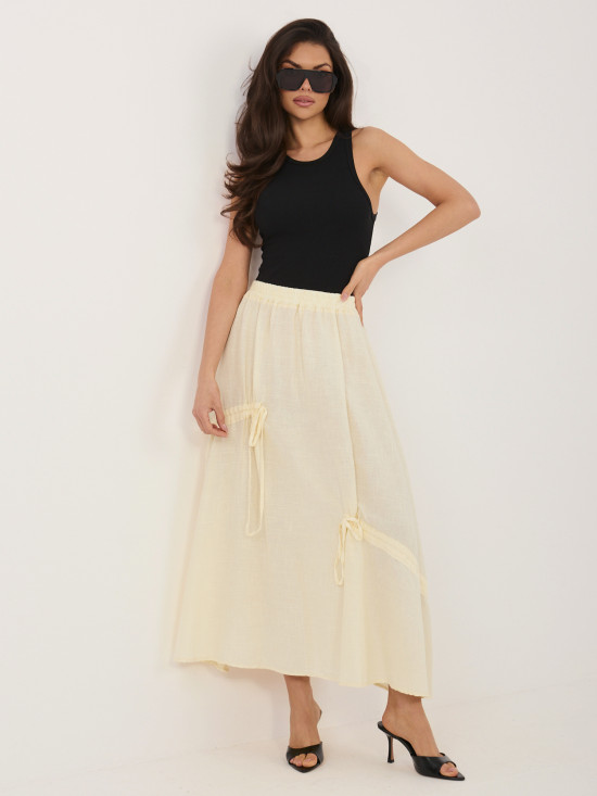 Žlutá midi sukně s vázáním