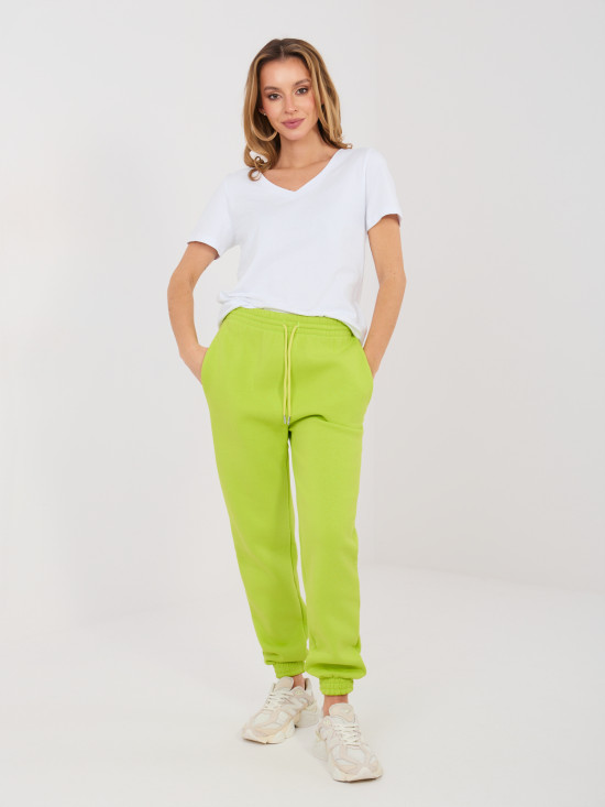 Dámské limetkové teplákové joggery s vysokým pasem