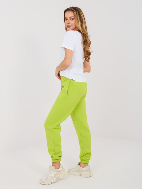 Dámské limetkové teplákové joggery s vysokým pasem