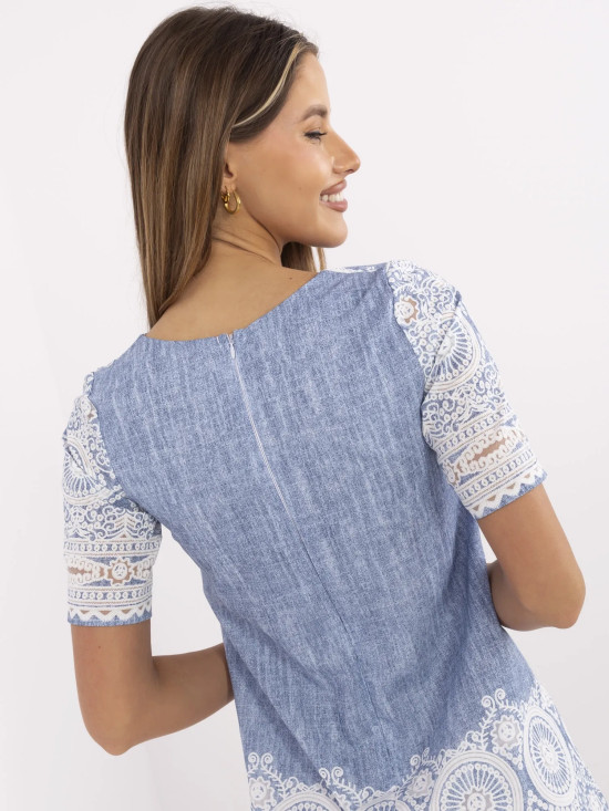 Elegantní modré šaty s krátkým rukávem