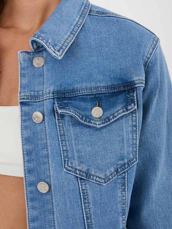Modrá džínová bunda na knoflíky