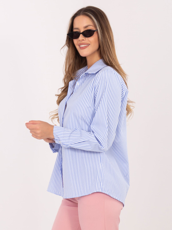 Dámská modrá pruhovaná košile s límečkem