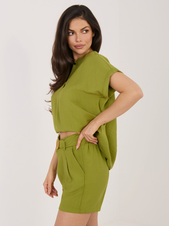 Dámské olivové šortky s páskem