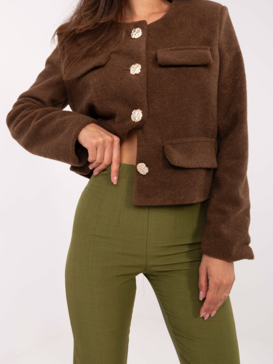 Elegantní kalhoty v olivové barvě