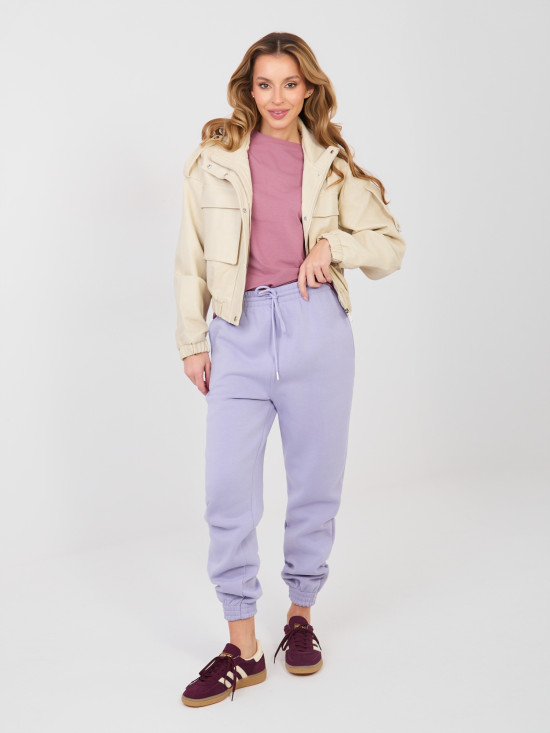 Dámské fialové teplákové kalhoty s vysokým pasem