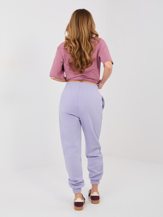 Dámské fialové teplákové kalhoty s vysokým pasem