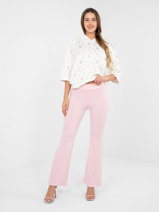 Stylové růžové sportovní kalhoty s vysokým pasem