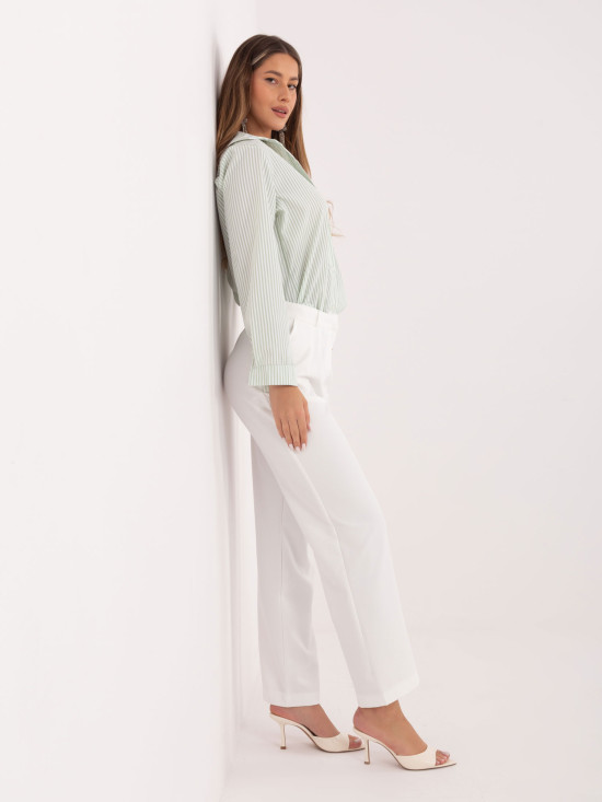 Pistáciová pruhovaná košile s dlouhým rukávem