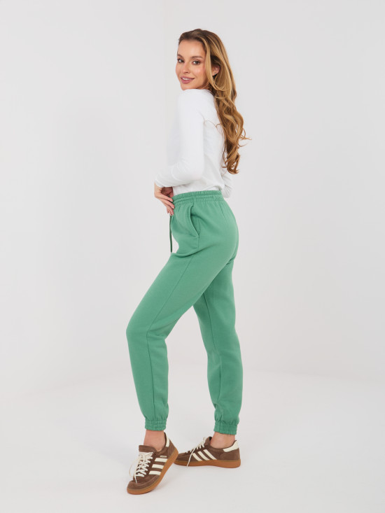 Pistáciové teplákové kalhoty s vysokým pasem