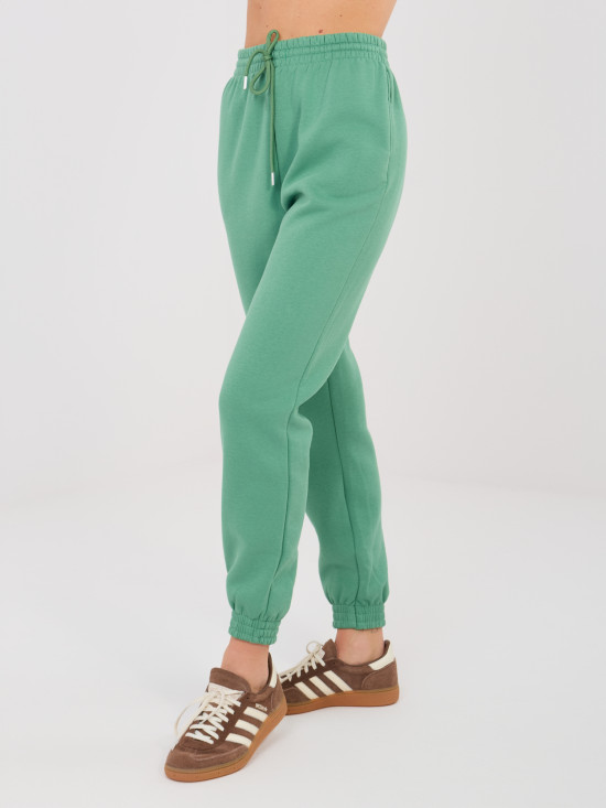 Pistáciové teplákové kalhoty s vysokým pasem