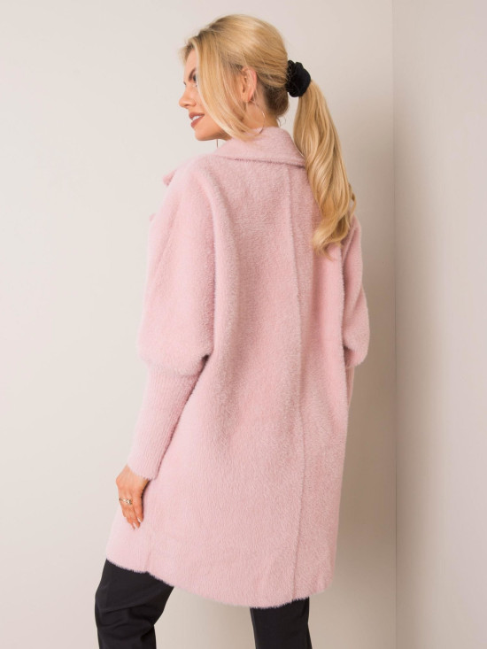 Pudrově růžový přechodný kabát z alpaky