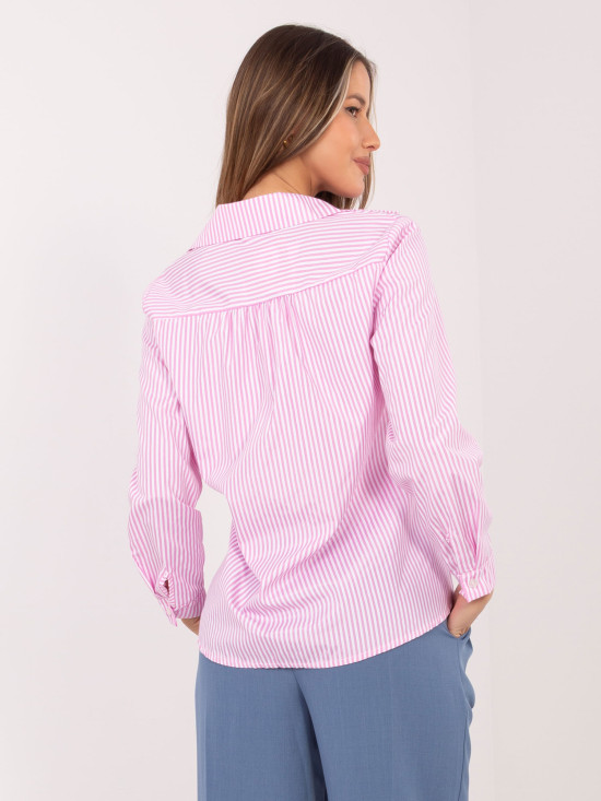Růžová pruhovaná košile s dlouhým rukávem