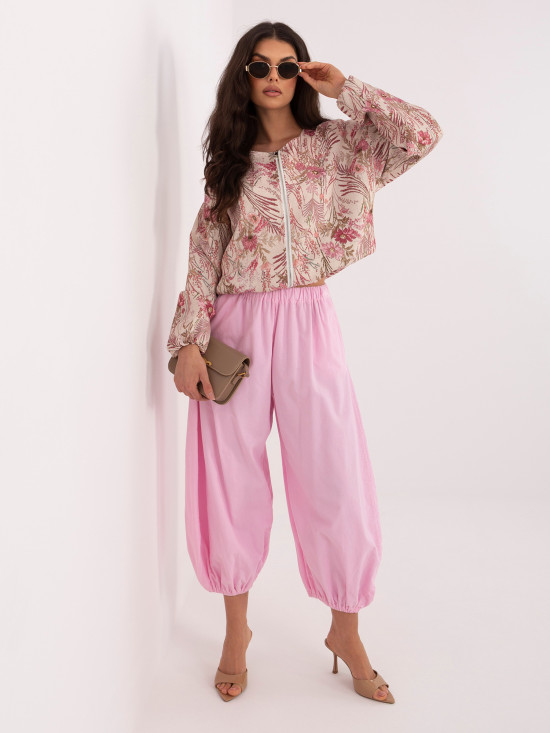 Růžová květinová bomber bunda