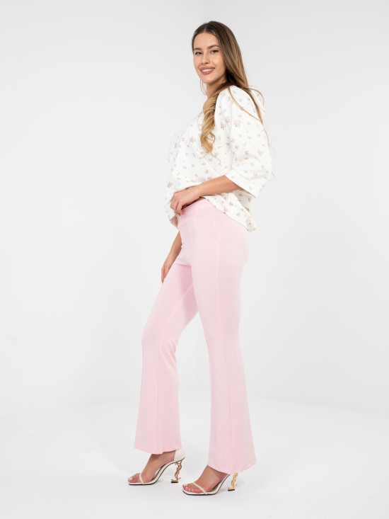 Stylové růžové sportovní kalhoty s vysokým pasem