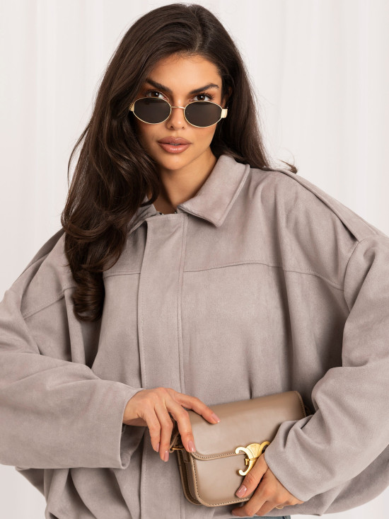 Šedá přechodová bomber bunda s límečkem
