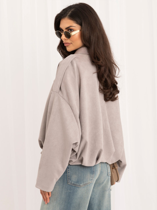 Šedá přechodová bomber bunda s límečkem