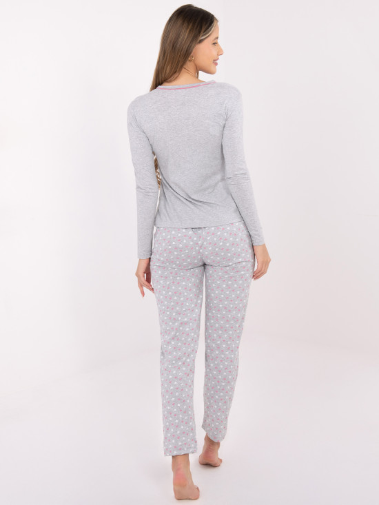 Dámské bavlněné pyžamo s potiskem, šedé