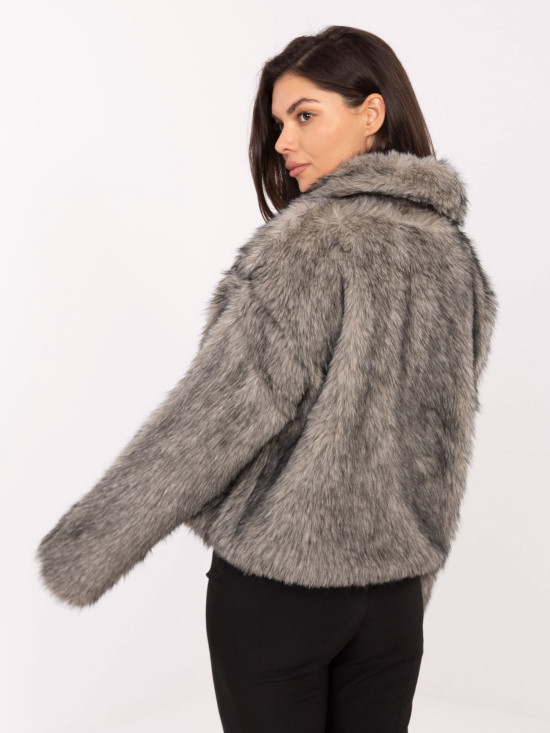 Elegantní zimní bunda s dlouhým rukávem šedá