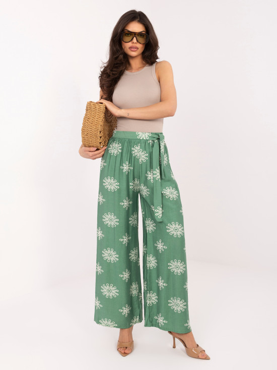 Zelené palazzo kalhoty s páskem