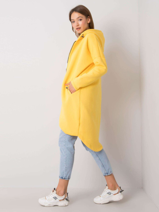 Žlutá dlouhá mikina s kapucí a zipem
