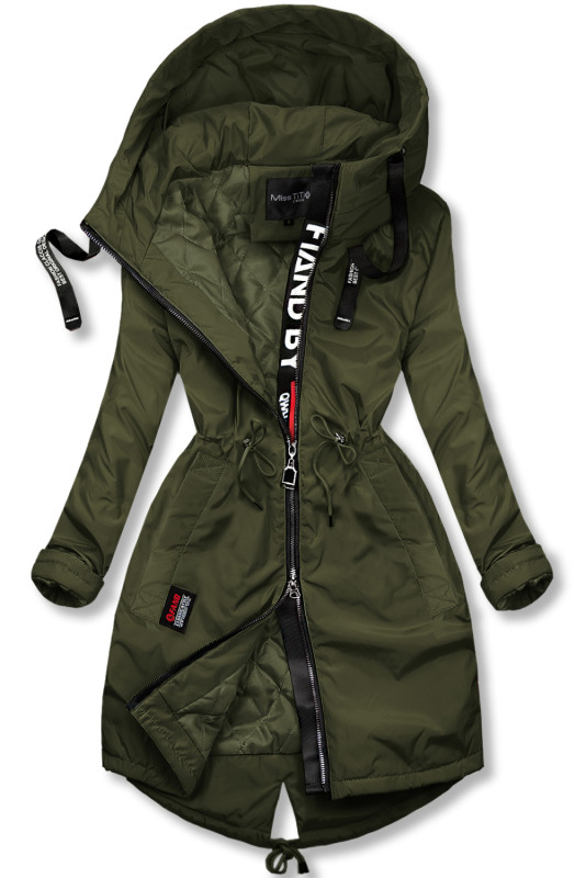 Khaki prodloužený plášť/parka