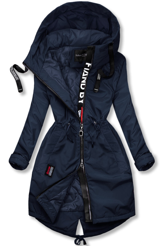 Tmavě modrý prodloužený plášť/parka