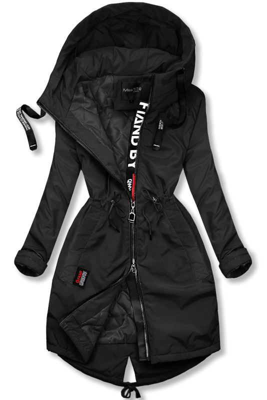 Černý prodloužený plášť/parka