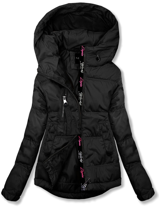 Přechodná černá bunda s kapucí