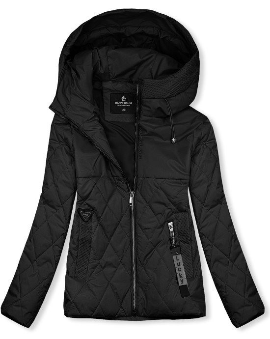 Černá jarní prošívaná bunda