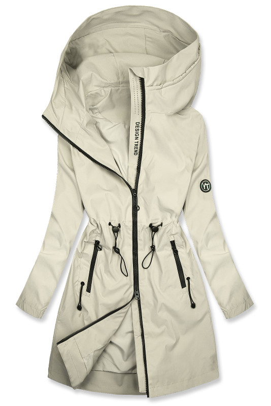Krémová jarní parka se stahováním v pase