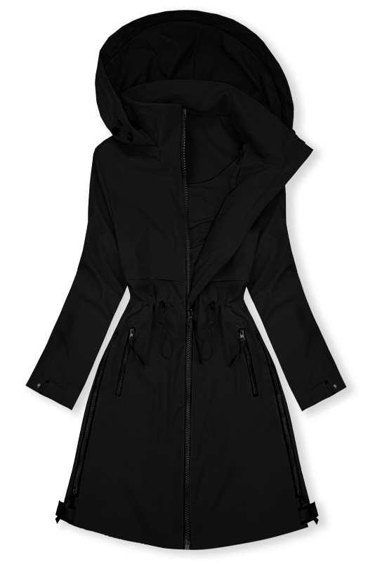 Černá přechodná parka se stahováním v pase