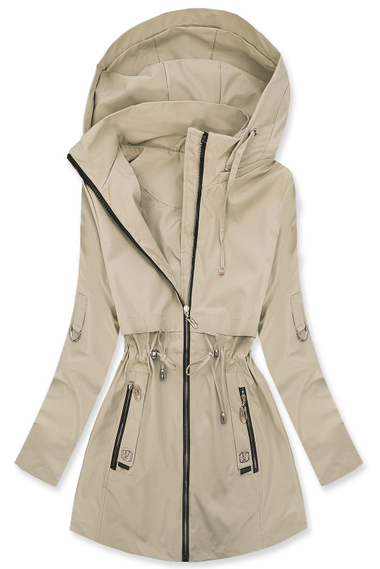 Béžová jarní parka s odepínatelnou kapucí