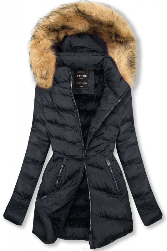 Prošívaná přechodná bunda tmavě modrá