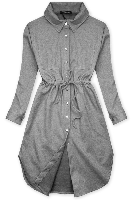 Šedé teplé košilové šaty