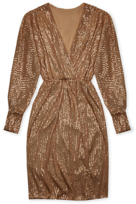 Mocca hnědé šaty s flitry