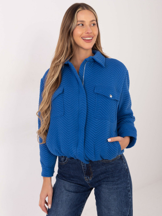 Stylová přechodná bunda v modré barvě