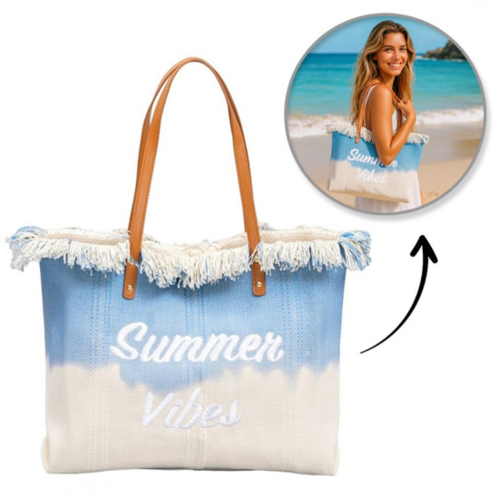 Plážová taška SUMMER VIBES světle modrá