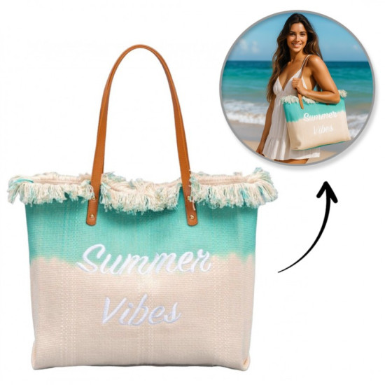 Plážová taška SUMMER VIBES mátová