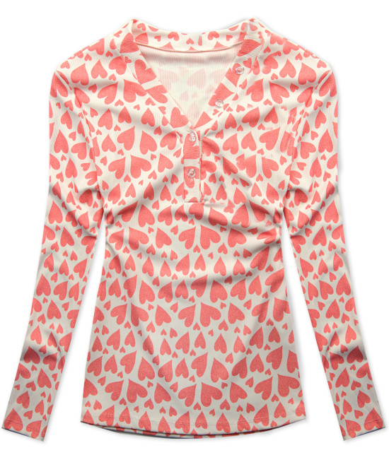 Tričko s potiskem srdíček bílá / růžová HEART1