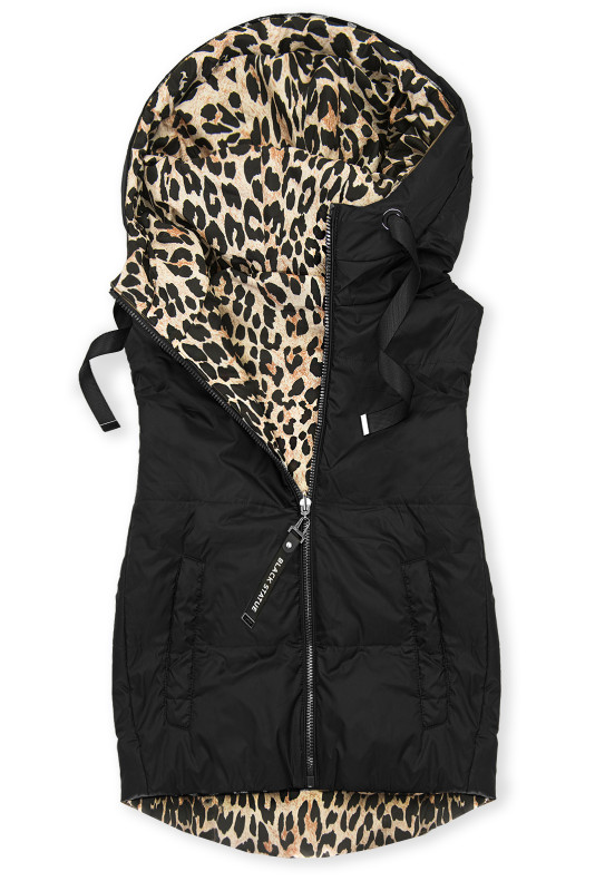 Oboustranná vesta s leopardím vzorem černá