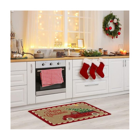 Rohožka s vánočním motivem červená 60x90 cm