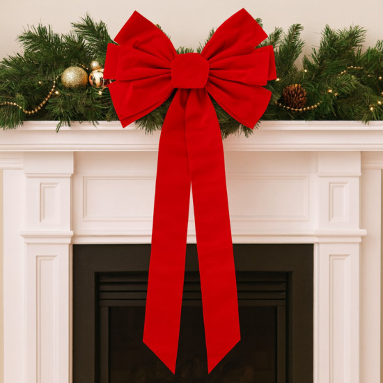 Červená velká vánoční mašle 45,7 x 91,4 cm