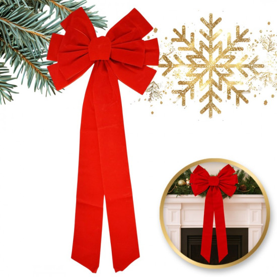 Červená velká vánoční mašle 45,7 x 91,4 cm