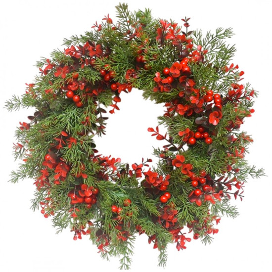 Vánoční věnec na dveře, červená/zelená, 45 cm