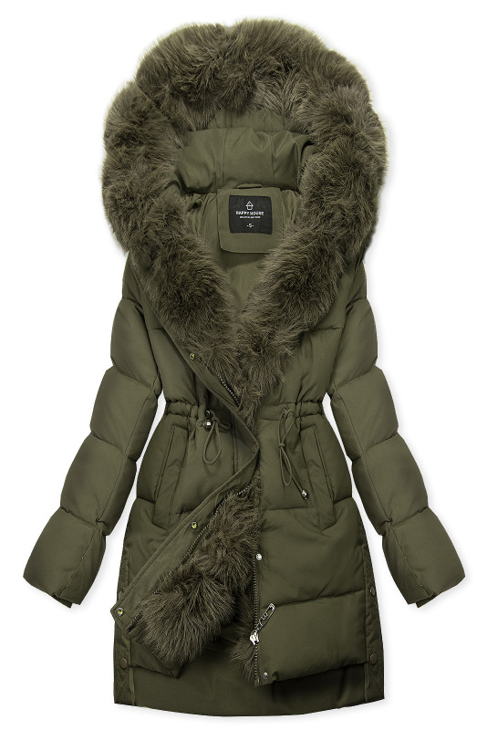 Zimní bunda s odepínací umělou kožešinou tmavě zelená