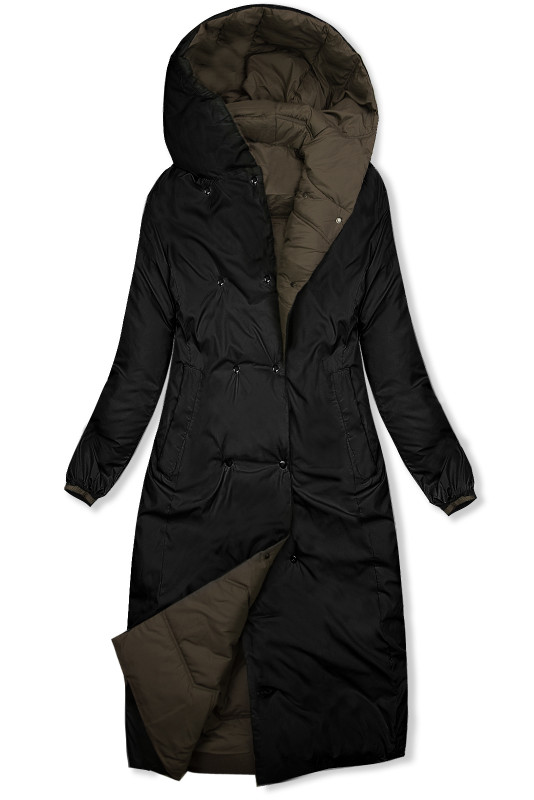 Oboustranný přechodný kabát čokoládově hnědá/černá