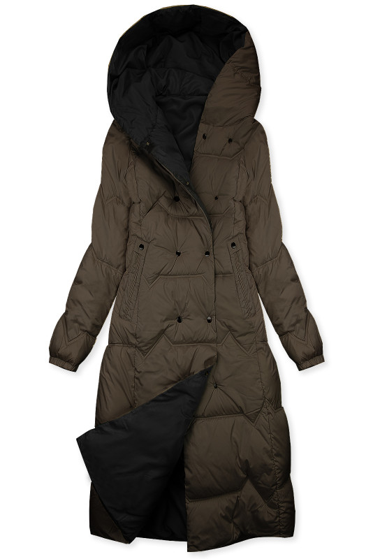 Oboustranný přechodný kabát čokoládově hnědá/černá